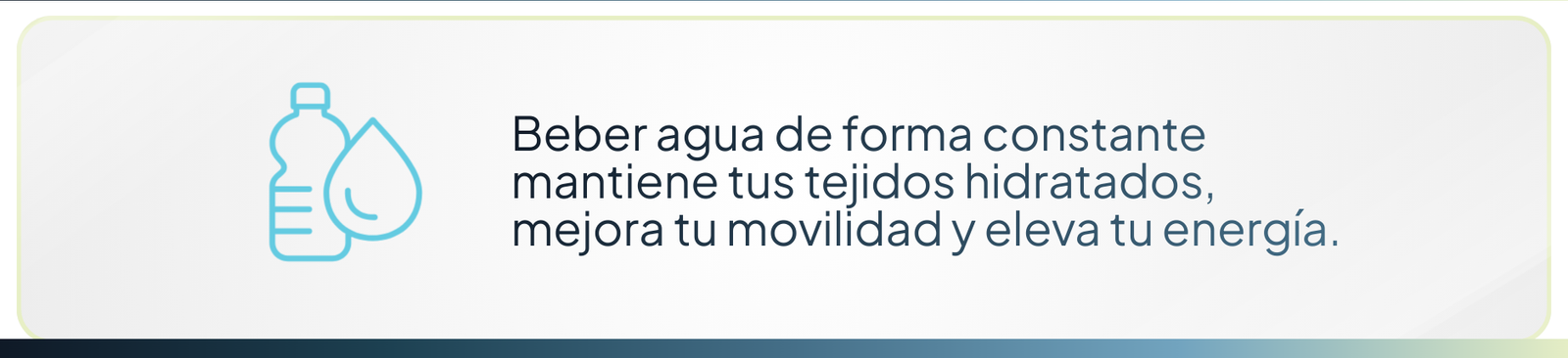Beber agua de forma constante mantiene tus tejidos hidratados, mejora tu movilidad y eleva tu energía.
