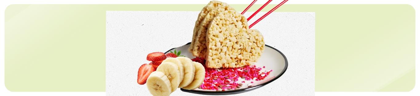 Rice cakes en forma de corazón con toppings